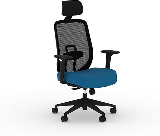 HON Altern Ergonomic Office Chair with Headrest, Arms, Wheels, Foam Cushion Seat, Mid Back Home Office Desk Chair Comfy, Height Adjustable Arms, Synchro-Tilt, Black Frame, Peacock