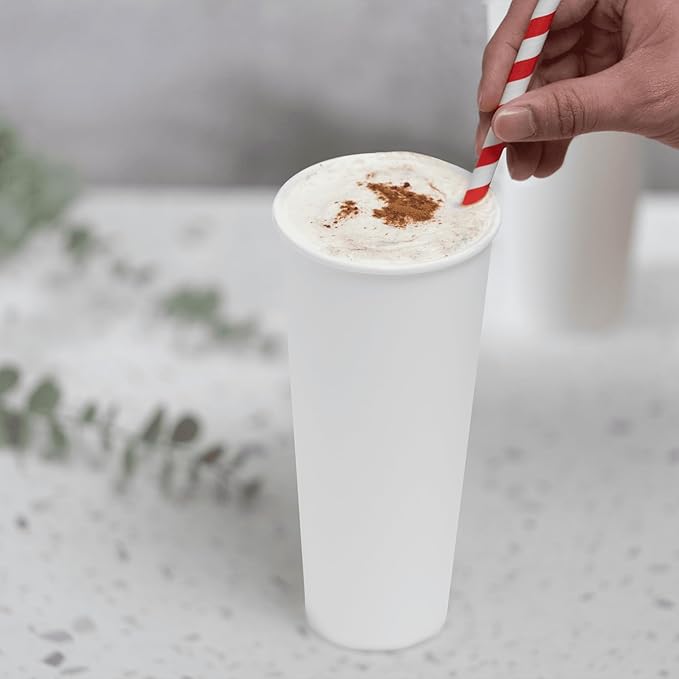Karat 24 oz Paper Hot Coffee Cups [500 ct] White Disposable Cup for Hot/ Cold Drinks and Beverages, 90mm (C-K524W)