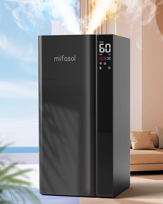 Mifasol Humidifier Large Room Home Bedroom, 5.3Gal/20L Warm and Cool Mist Humidifiers, Quickly & Evenly Humidify Larger Areas,Dual Mist Nozzles and Atomizers, Plant/Commercial/Greenhouse/Office, Black