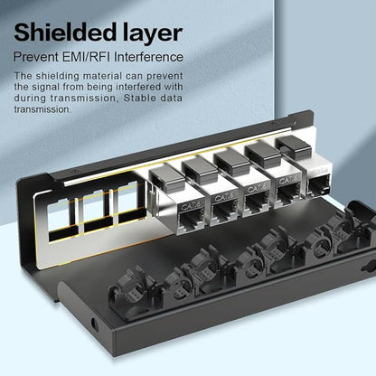 8 Port Patch Panel CAT6 Keystone Patch Panel UTP Network for Home/Office (1U 8Port, CAT6 Shielded)