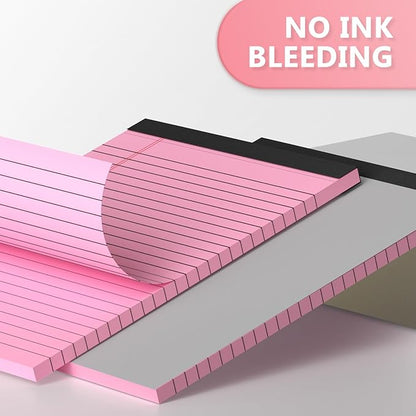 12 Pack Note Pads 5x8, Narrow Ruled Legal Pad Writing Pads 5x8, Multicolor Small Notepads Small Note Pads, 30 Sheet/Notepad, Pink Legal Pad, Purple Notepad,Colored Lined Paper for School,Business,Home