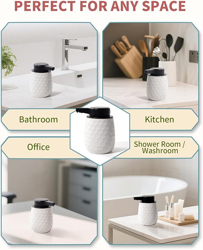 Automatic Soap Dispenser, Touchless Foaming Dish Soap Dispenser 13OZ/384ml, Ceramic White Foam Soap Dispenser Bathroom Kitchen, Waterproof, USB C Rechargeable, ANTIS'S HOME