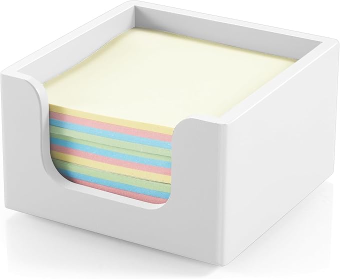 Sticky Note Holder, Post It Note Dispenser for Office Desk Accessories, Self Stick Note Pad Holder, Memo Pad Holder Dispenser Organizer for School Office Desk Supplies, White