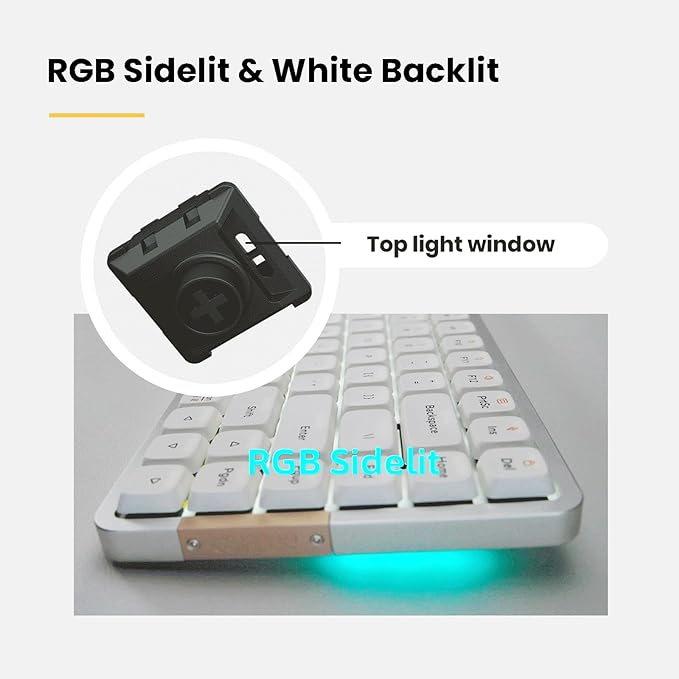 LOFREE Flow84 Low Profile Mechanical Keyboard, 75 Percent Rechargeable Wireless Keyboards with Bluetooth and Wired Connection for Windows, Mac OS/White Ghost Linear Switches