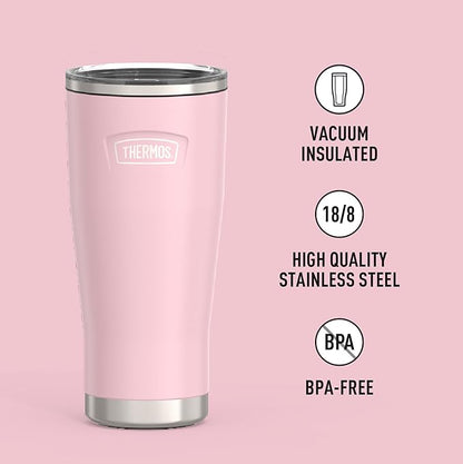 THERMOS ICON SERIES, Stainless Steel Cold Tumbler with Slide Lock, 24 Ounce, Sunset Pink