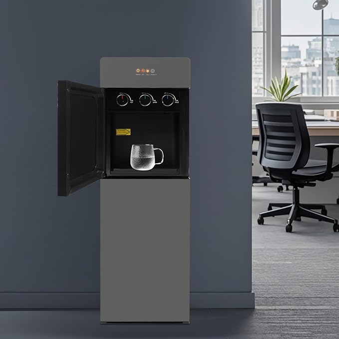 Water Coolers Water Dispenser Cold Hot Dispenser, Modern Powerful Electric Water Cooler Dispenser Bottom Loading for Home, Office, Gyms (Grey Silver Bottom)