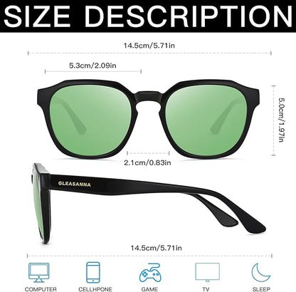 Sleep Glasses for 99.9% Blue Light Glasses Dual AR Coatings Green Lens for Computer Gaming Reduce Eyestrain