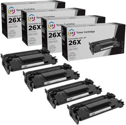 LD Products Toner Cartridge Replacements Compatible with HP 26X CF226X High Yield (Black, 4-Pack) for use with Printers Laserjet Pro M402d, M402dne, M402dw, M402n, MFP M426fdw, and M426fdn