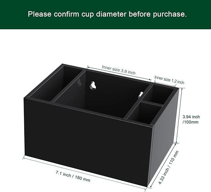 Cup Holder With Marker Slot, Party Dispenser Acrylic Organizer, Mark Your Drink Caddy, Modern Bar Counter Decor, Black