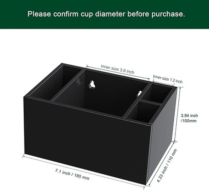 Cup Holder With Marker Slot, Party Dispenser Acrylic Organizer, Mark Your Drink Caddy, Modern Bar Counter Decor, Black