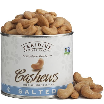 FERIDIES Gourmet Whole Salted Cashews, Rich Flavor Plump Size, Non-Gmo, Ou Kosher Certified - 9 Oz Tin