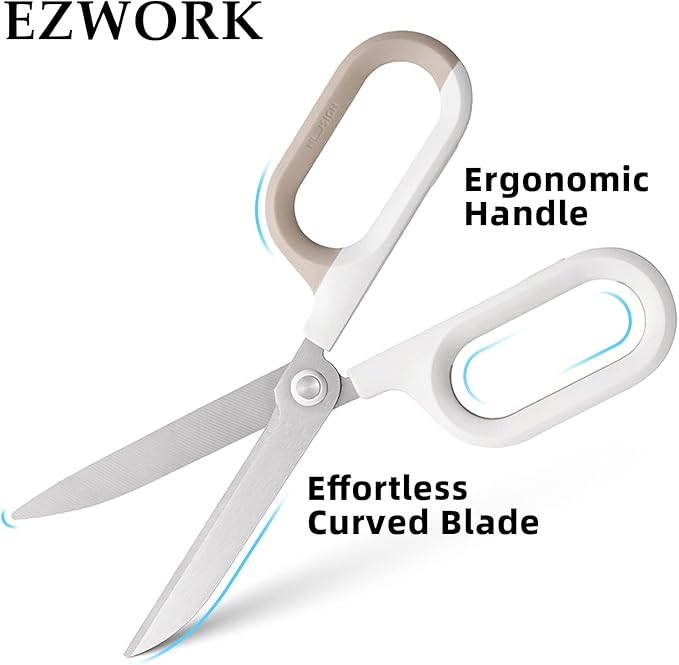 Multipurpose Scissors, Comfort-Grip Handles Sharp Scissors for Office Home School Craft Sewing Fabric Supplies (7", White-1)