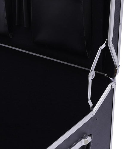 Locking File Organizer Box, Portable Mobile Business Case, Fireproof Document File Organizer, Trolley File Box with Handle and Lock, Letter/Legal File Storage, 19.2 x 15 x 16inch, Black