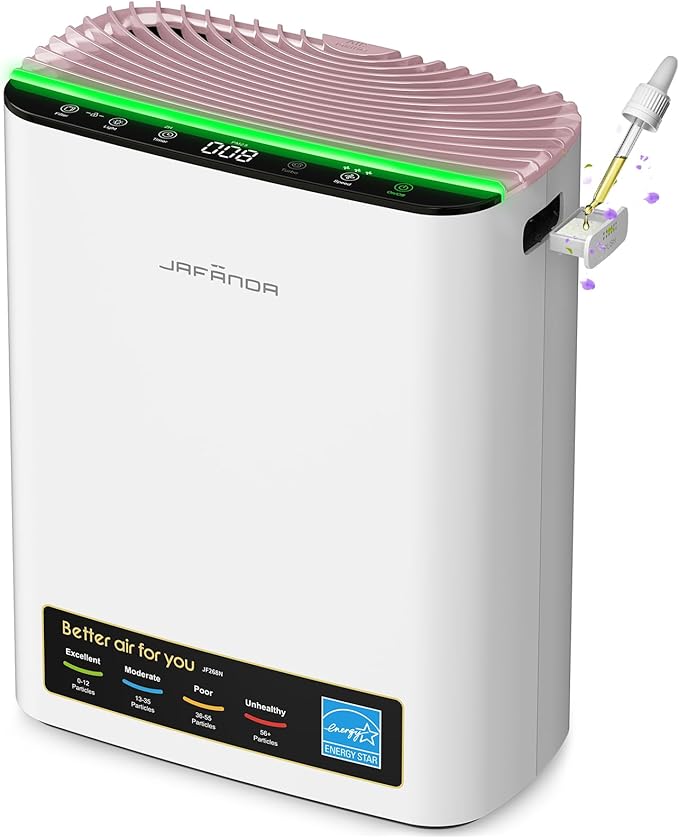 Jafända Air Purifier for Home Large Room Bedroom Up to 1226 Ft², True HEPA Filter with PM2.5 Display & 20dB Sleep Mode, Removes Pet Hair, Odor, Dust, Smoke, Pollen & Allergen