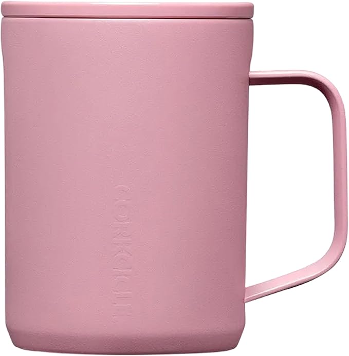 Corkcicle Classic Coffee Mug - Triple Insulated Stainless Steel Travel Mug - Shatter-Proof Lid - Keeps Drink Hot Over 3 Hours - Holiday Mug Gift - Great for Gifting Warmth - 16 oz - Desert Rose