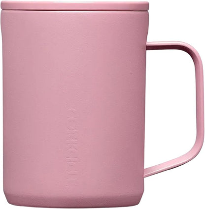 Corkcicle Classic Coffee Mug - Triple Insulated Stainless Steel Travel Mug - Shatter-Proof Lid - Keeps Drink Hot Over 3 Hours - Holiday Mug Gift - Great for Gifting Warmth - 16 oz - Desert Rose
