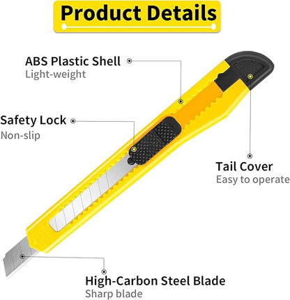 DIYSELF Knife 48 Pack Box Cutters Retractable Heavy Duty, Razor Knife with Smooth Mechanism, 9mm Wide Box Cutter Knife Used for Cutting Paper, Plastic and Boxes