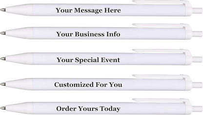RevMark Personalized Ballpoint Pen, Custom Printed Name, Business or Event Information, Timeless Advertising, USA Made Pens, Promotional Marketing, Smooth Black Ink, Bulk Pack (White,100 Ct.)