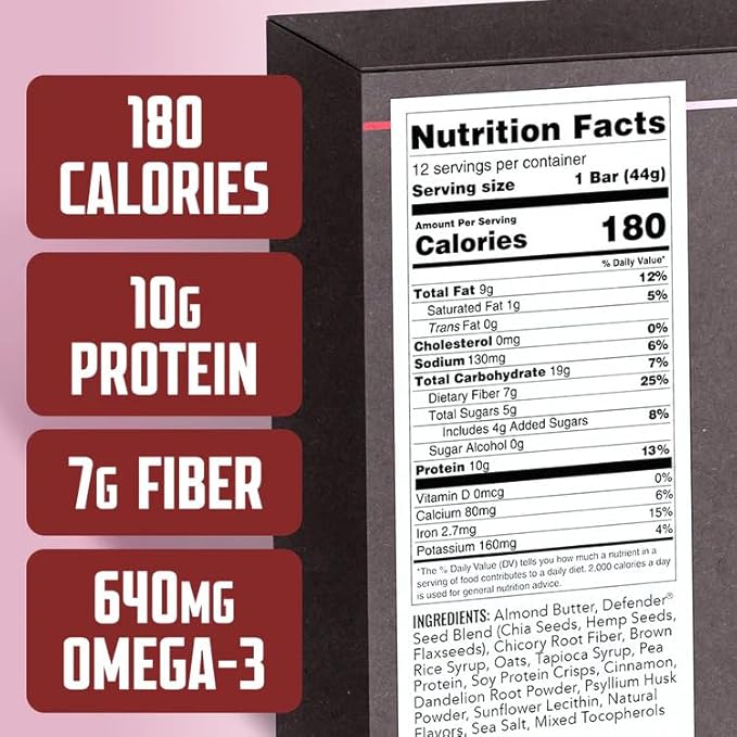 Defender Vegan Protein Bar, Variety Pack, Plant Based Snack Breakfast Bars, Psyllium Husk, Dandelion Root, High Fiber, Non GMO, Kosher, No Stevia & Sugar Alcohols, 9 Bars, Holiday Gift Item, Stocking Stuffer