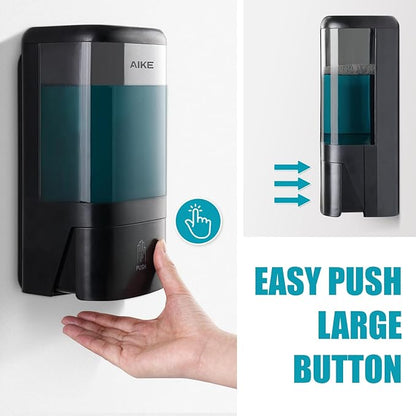 AIKE Wall Mount Liquid Soap Dispenser for Commercial Bathrooms,Offices,Restaurants 40 oz Large Capacity AK1007,Black