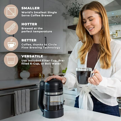 VINCI Micro Café Single-Serve Coffe Brewer | Compatible with Keurig K-Cups, K-Pods | Compact, Portable | Enclosed Brewing for Hotter Coffee | Large Capacity Reusable Filter Cup Included