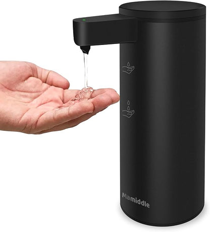 Automatic Soap Dispenser Stainless Steel with Sensor Infrared Soap Dispenser Electric IPX5 Waterproof USB-C Charging Motion Sensor for Kitchen & Bathroom (Black)