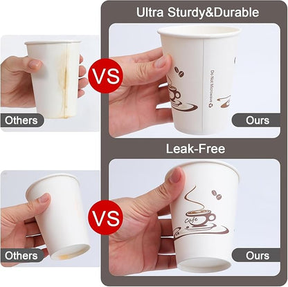 Lamosi 200 Pack 10 oz Coffee Cups, Disposable Paper Cups for Hot/Cold Beverage, Leak-Free Paper Coffee Cups for Cafe, Restaurant, Office and Home