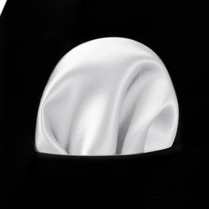 HISDERN Mens Solid Color Ties Formal Satin Necktie and Pocket Square Set Classic Wedding Business Tie & Handkerchief