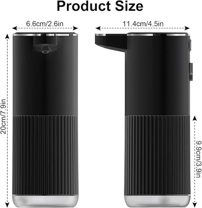 Automatic Foaming Soap Dispenser, 12.2oz/360ml Rechargeable Touchless Hand Soap Dispenser, 4 Level Adjustable with Display, Waterproof Wall Mounted Soap Dispenser for Bathroom Kitchen, Black