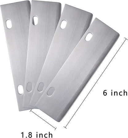 4 Pcs Grill Scraper Edge Sharper Blade Replacement, Stainless Steel Outdoor Barbecue Cleaning Tools, Heavy Duty Accessories for BBQ