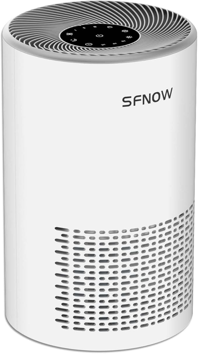 Air Purifiers for Home Pets Hair in Bedroom, Air Cleaner Covers Up to 1050 ft² Remove Smoke Pollen Dander Hair Smell, with HEPA Sleep Mode For Home Office Living Room Drom, SAP300C, White