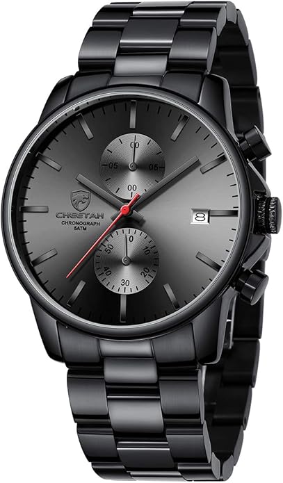 GOLDEN HOUR Fashion Business Mens Watches with Stainless Steel Waterproof Chronograph Quartz Watch for Men, Auto Date