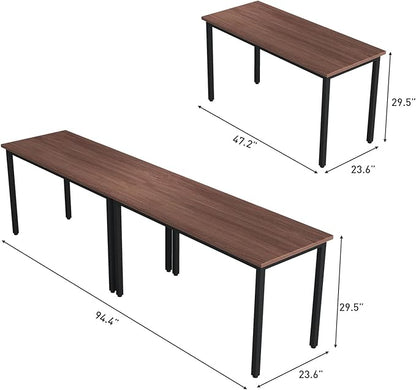 Bonzy Home Conference Tables 8ft Office Computer Desk for Meeting Room Study Writing Printer Podcast Table for 4-8 People Rustic Walnut 2PCS 94.4"x23.6"x29.5"