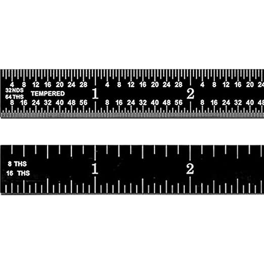 PEC Tools Stainless Steel Flexible Machinist Rules with Black Chrome Finish, Imperial Scale Graduations (1/8", 1/16", 1/32", 1/64"), 6" + 12" Value Bundle Set, Made in USA