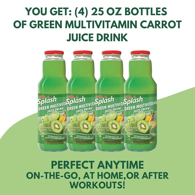 SPLASH Green Multivitamin Carrot Juice Drink 750ml, 4 Pack