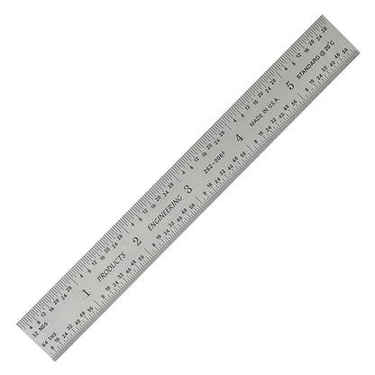 PEC Tools 6" x 150mm Machinist Metal Ruler, High Carbon Steel, English/Metric Markings 1/32", 1/64", 0.5mm, 1mm, Suitable for Engineers Between Imperial and Metric Systems, Made in USA