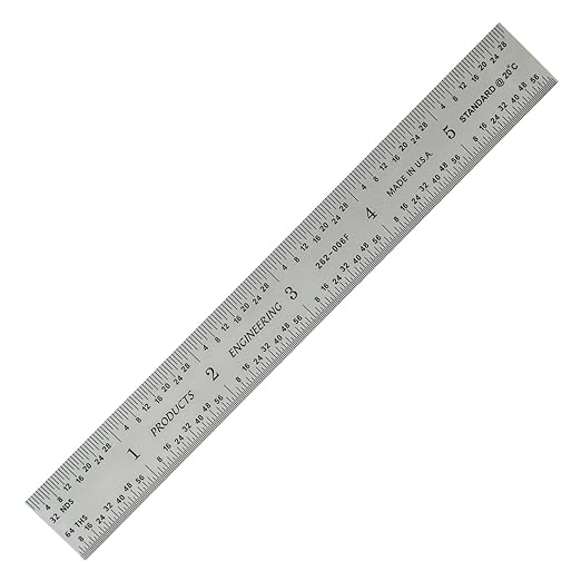 PEC Tools 6" x 150mm Machinist Metal Ruler, High Carbon Steel, English/Metric Markings 1/32", 1/64", 0.5mm, 1mm, Suitable for Engineers Between Imperial and Metric Systems, Made in USA