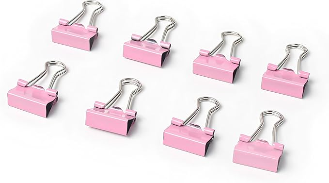 100 Pack Mini Pink Binder Clips 5/8 Inch (15 mm), Colored Little Paper Clamps, Small Tiny Micro Size Paper Clips for Office Home School Business 0.6"