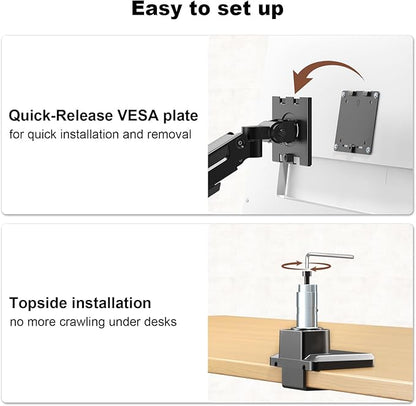Dual Monitor-Arm Heavy-Duty for 17-49-inch Screens - Premium Vertical Stacked Dual Monitor Arm Desk Mount for Ultrawide Screens up to 44lbs, Fully Adjustability, VESA 75/100 mm, Black