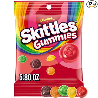SKITTLES Original Gummy Candy Bulk Pack, 5.8 oz Bag (Pack of 12)