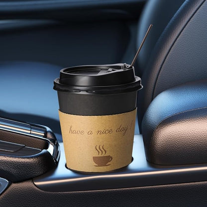 100 pack 12 oz Thickened Coffee Cups with Lids, Scald Resistant Hot Cups with Sleeve and Straw, To Go Coffee Cups for Home, Office, Cafes and Party (Black 12oz)