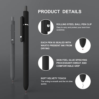 Gel Pens,0.5mm Fine Point Pens Smooth Writing japanese gel pens, High-End Series Black Ink cute gel pens for Journaling Note Taking, Office School Supplies (10 Pcs Black Gray-Black Ink)