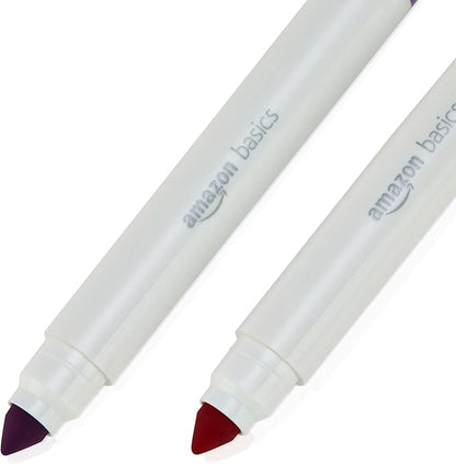 Amazon Basics Colored Markers Pack of 10, Broad Line Washable Markers, Multicolored for Drawing, School