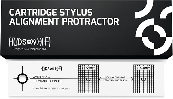 Hudson Hi-Fi Turntable Phonograph LP Phono Cartridge Stylus Alignment Protractor Tool–High Contrast (VTA Sold Separately)