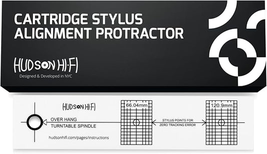 Hudson Hi-Fi Turntable Phonograph LP Phono Cartridge Stylus Alignment Protractor Tool–High Contrast (VTA Sold Separately)