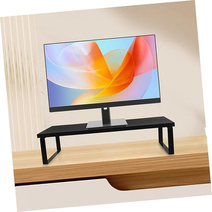 Mikinona Practical Monitor Riser Stand Black Sturdy Computer Stand for Desk Laptop Table Printer Office Use