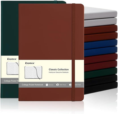 COMIX 12 Pack Lined Journal Notebooks for Women & Men, 240 Pages, Medium 5.5" x 8.3", Hardcover, Journaling Notebook for Work & Note Taking, Fits for School Home Business, Journals for Women, Men