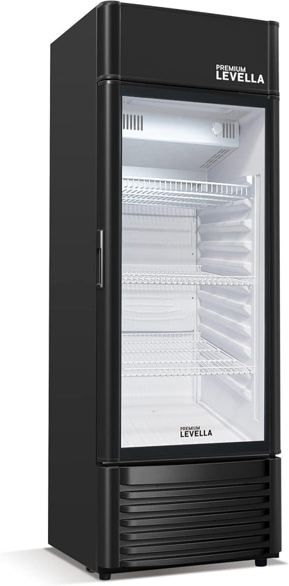 PremiumLevella PRF657DX Glass Door Display Refrigerator 6.5 cu ft Commercial Beverage Cooler Merchandiser With Customizable Lightbox