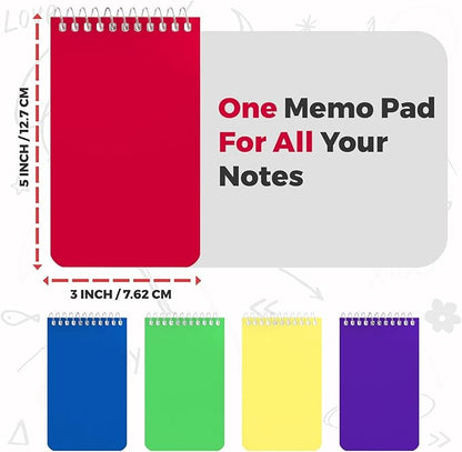 Small Notebooks, Spiral Notepads 3x5" - (Bulk Pack of 25) Pocket Notebook, Memo Pads For Home, Office, College, School - Lined College Ruled Paper - 5 Colored Notebooks, 75 Sheets Per Notebook