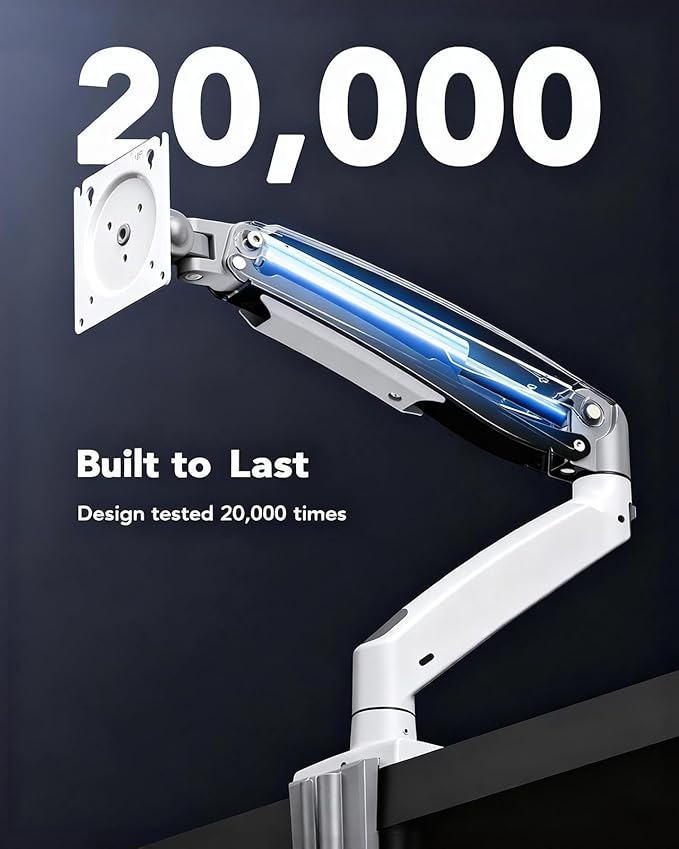 HUANUO Single Monitor Arm for 49 inch Screens, Ultrawide Computer Monitor Mount Holds 26.48 lbs, Upgraded Adjustable Stand with USB, C-Clamp & Grommet Base, VESA 75x75 or 100x100mm